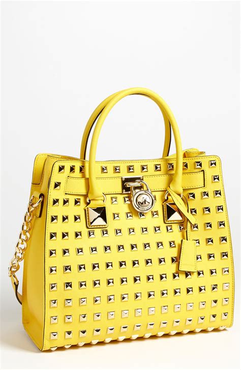 michael kors hamilton yellow studded bag|Michael Kors Hamilton large tote.